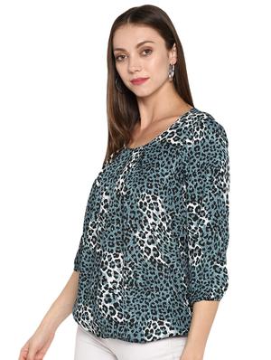 round neck animal blouson top - 16962649 - Standard Image - 2