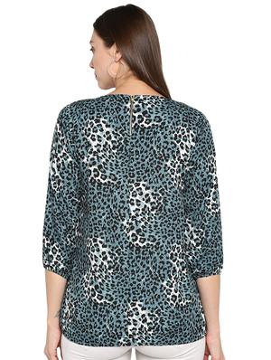round neck animal blouson top - 16962649 - Standard Image - 3