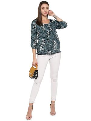 round neck animal blouson top - 16962649 - Standard Image - 4