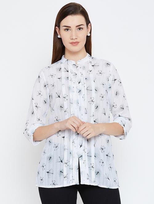 mandarin neck floral top - 16962669 - Standard Image - 1