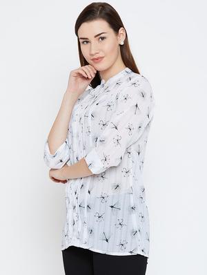 mandarin neck floral top - 16962669 - Standard Image - 2