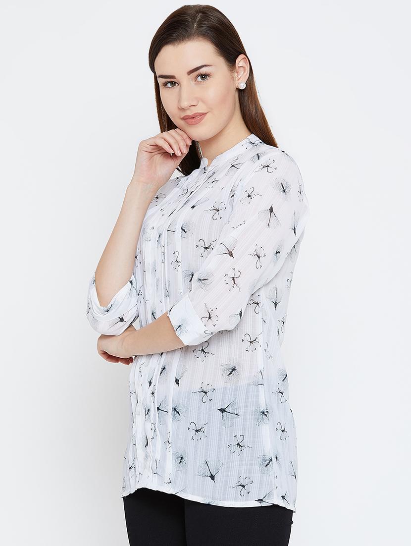 mandarin neck floral top - 16962669 - Zoom Image - 2