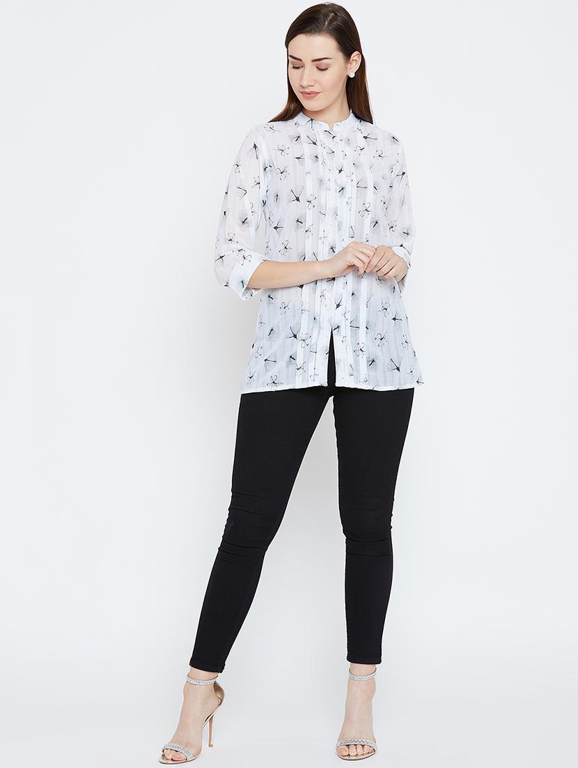 mandarin neck floral top - 16962669 - Zoom Image - 4