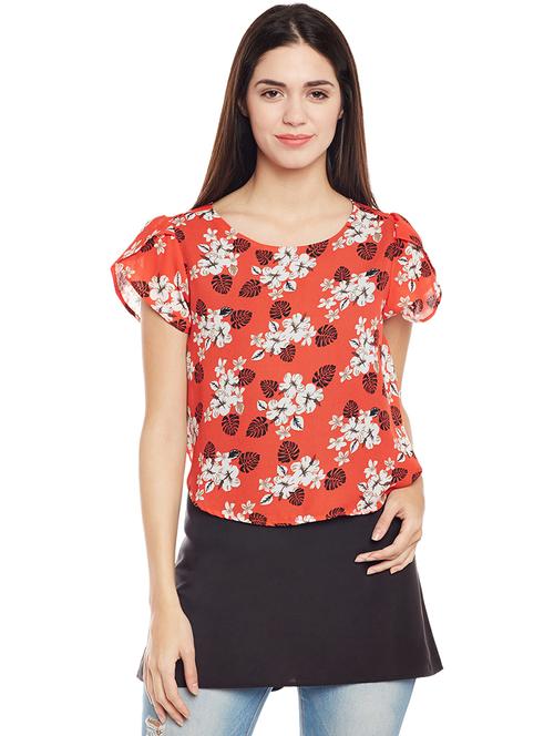 round neck floral panel tunic - 16962674 - Standard Image - 1