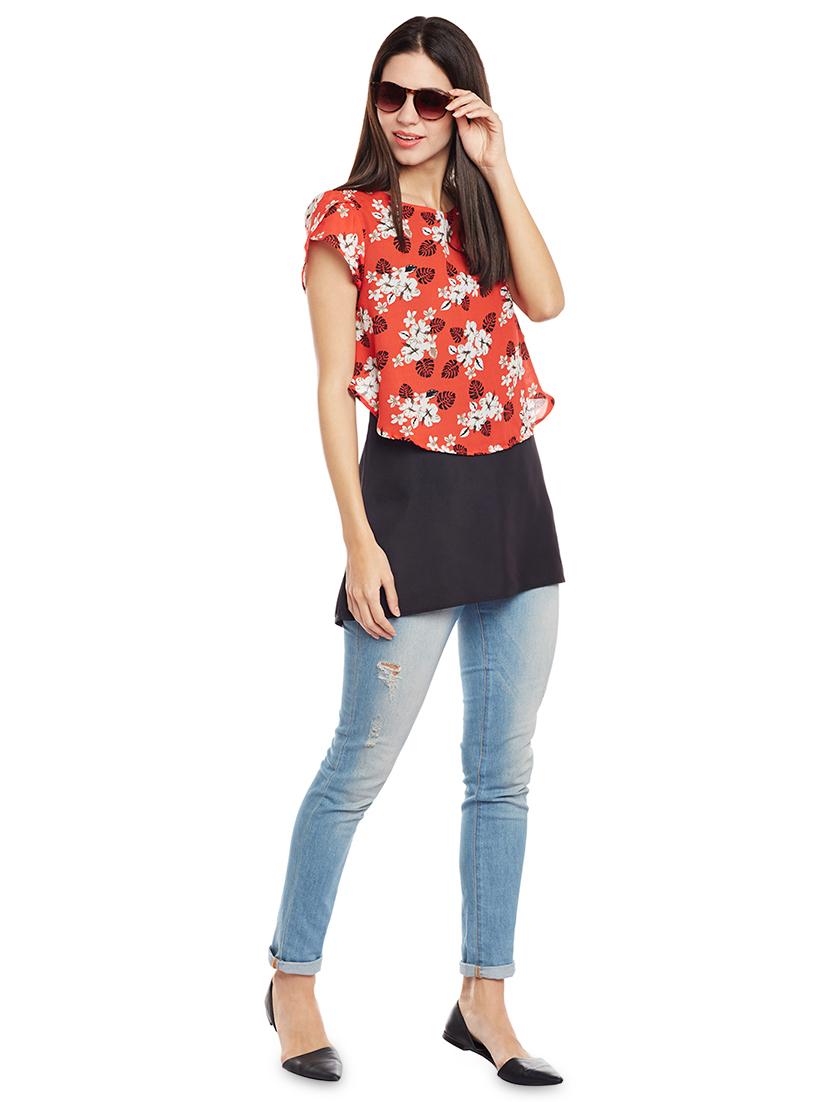 round neck floral panel tunic - 16962674 - Zoom Image - 4