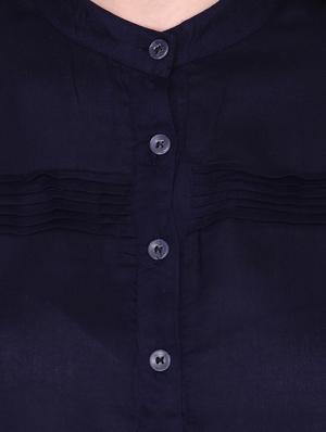 mandarin neck solid shirt - 16962698 - Standard Image - 5