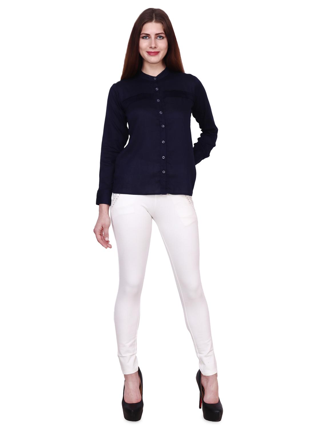 mandarin neck solid shirt - 16962698 - Zoom Image - 4