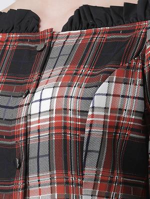 off shoulder checkered top - 16962746 - Standard Image - 5