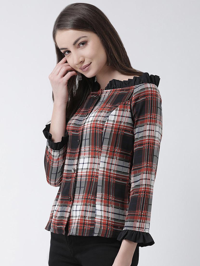 off shoulder checkered top - 16962746 - Zoom Image - 2
