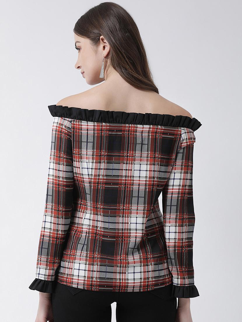 off shoulder checkered top - 16962746 - Zoom Image - 3