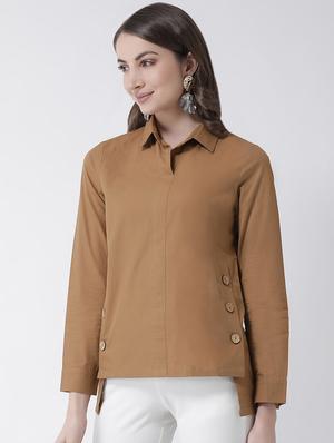 button detail solid shirt - 16962749 - Standard Image - 2