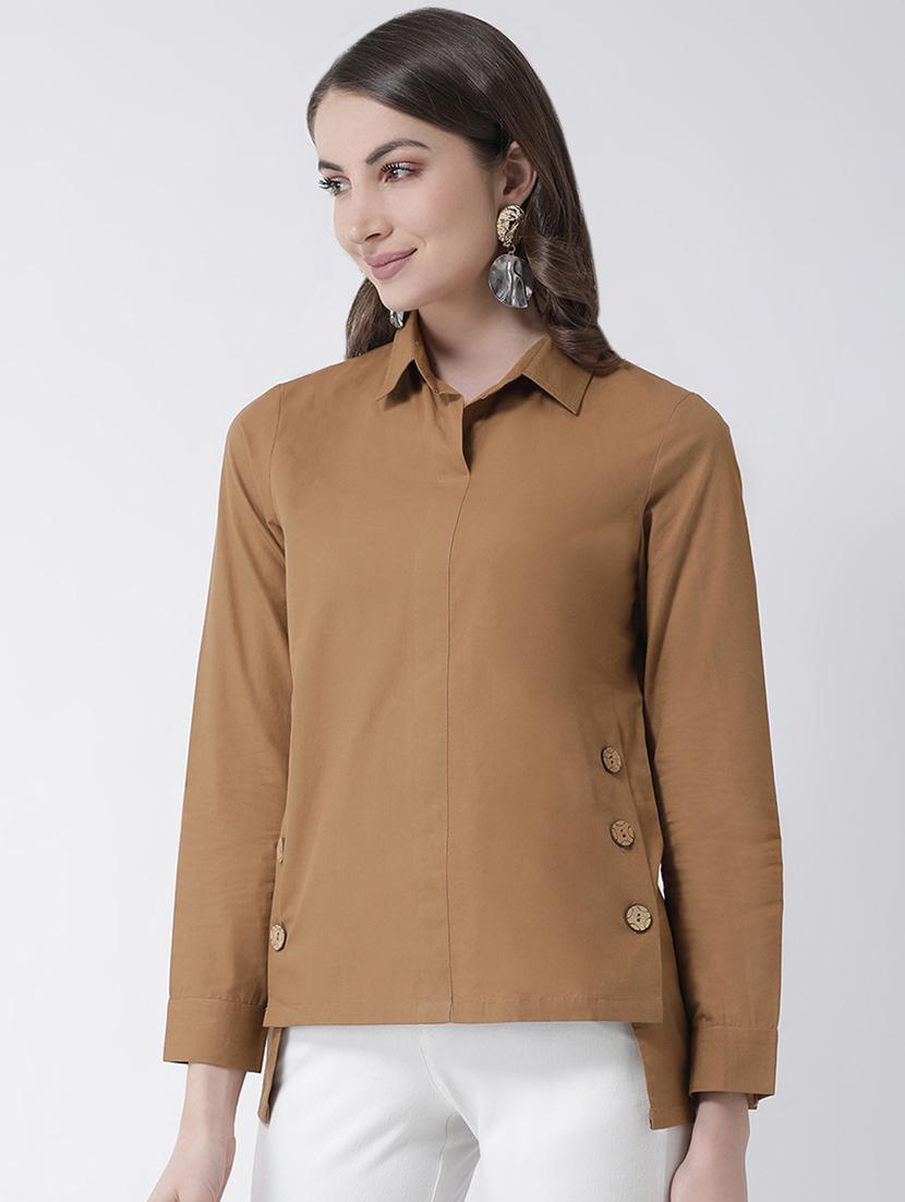 button detail solid shirt - 16962749 - Zoom Image - 2
