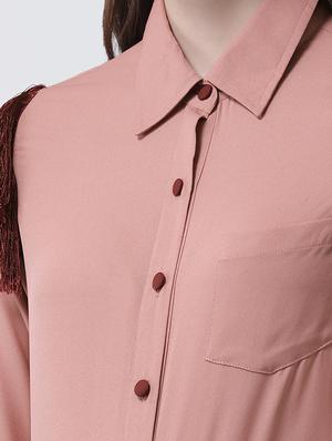 fringe detail button-up tunic - 16962751 - Standard Image - 5