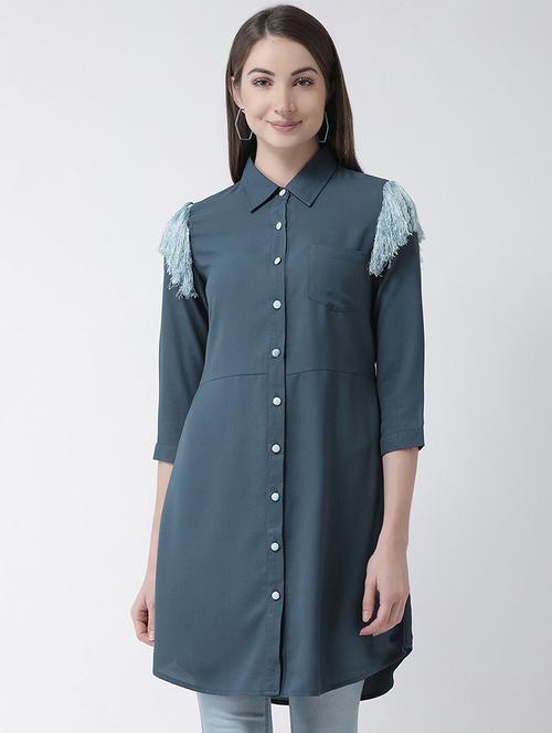 fringe detail button-up tunic - 16962752 - Standard Image - 1