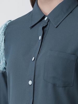 fringe detail button-up tunic - 16962752 - Standard Image - 5