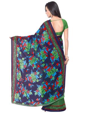 half & half printed saree with blouse - 16962845 - Standard Image - 2