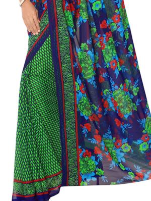 half & half printed saree with blouse - 16962845 - Standard Image - 4