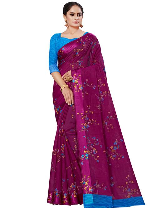 floral printed saree with blouse - 16962869 - Standard Image - 1