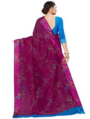 floral printed saree with blouse - 16962869 - Standard Image - 2