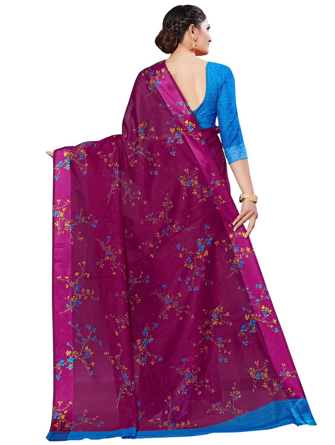 floral printed saree with blouse - 16962869 - Zoom Image - 2
