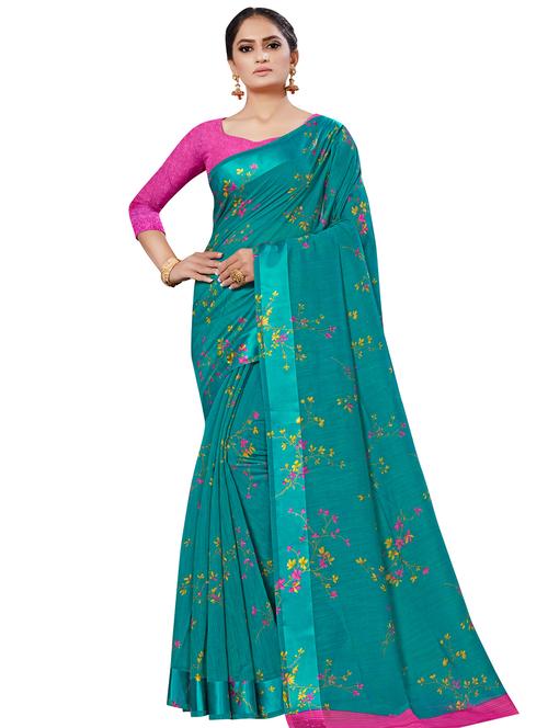 floral printed saree with blouse - 16962870 - Standard Image - 1