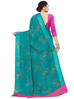 floral printed saree with blouse - 16962870 - Standard Image - 2