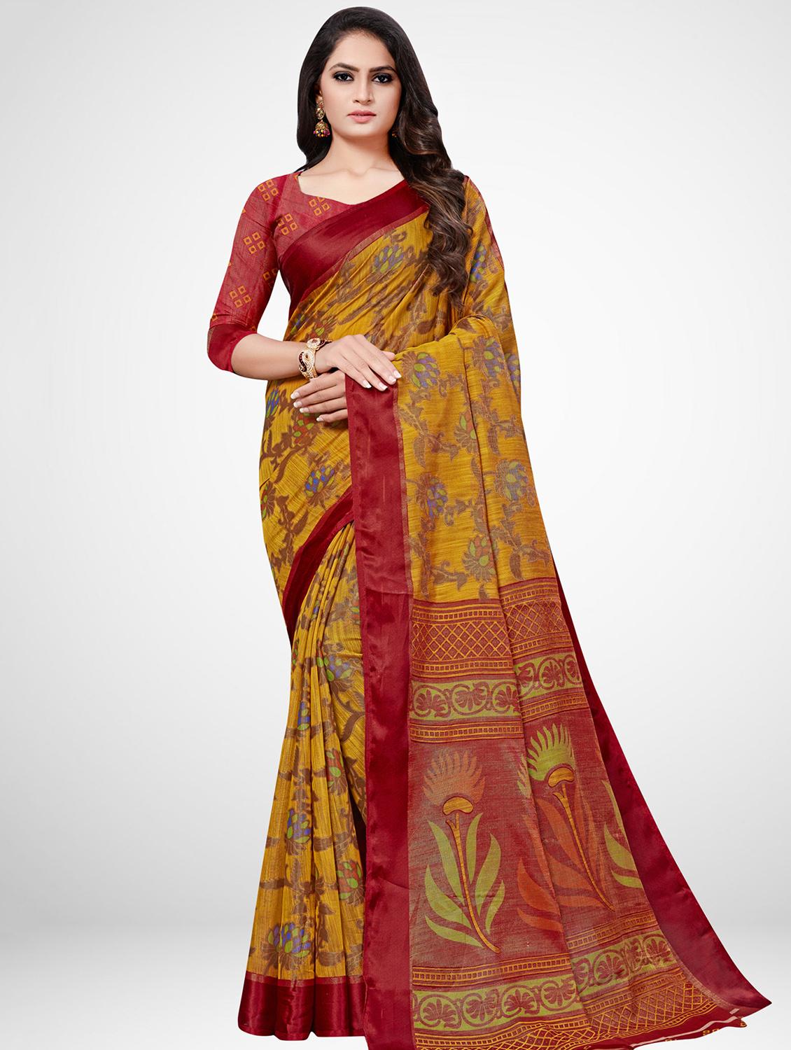 floral printed saree with blouse - 16962876 - Zoom Image - 1