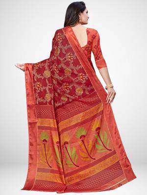 floral printed saree with blouse - 16962877 - Standard Image - 2