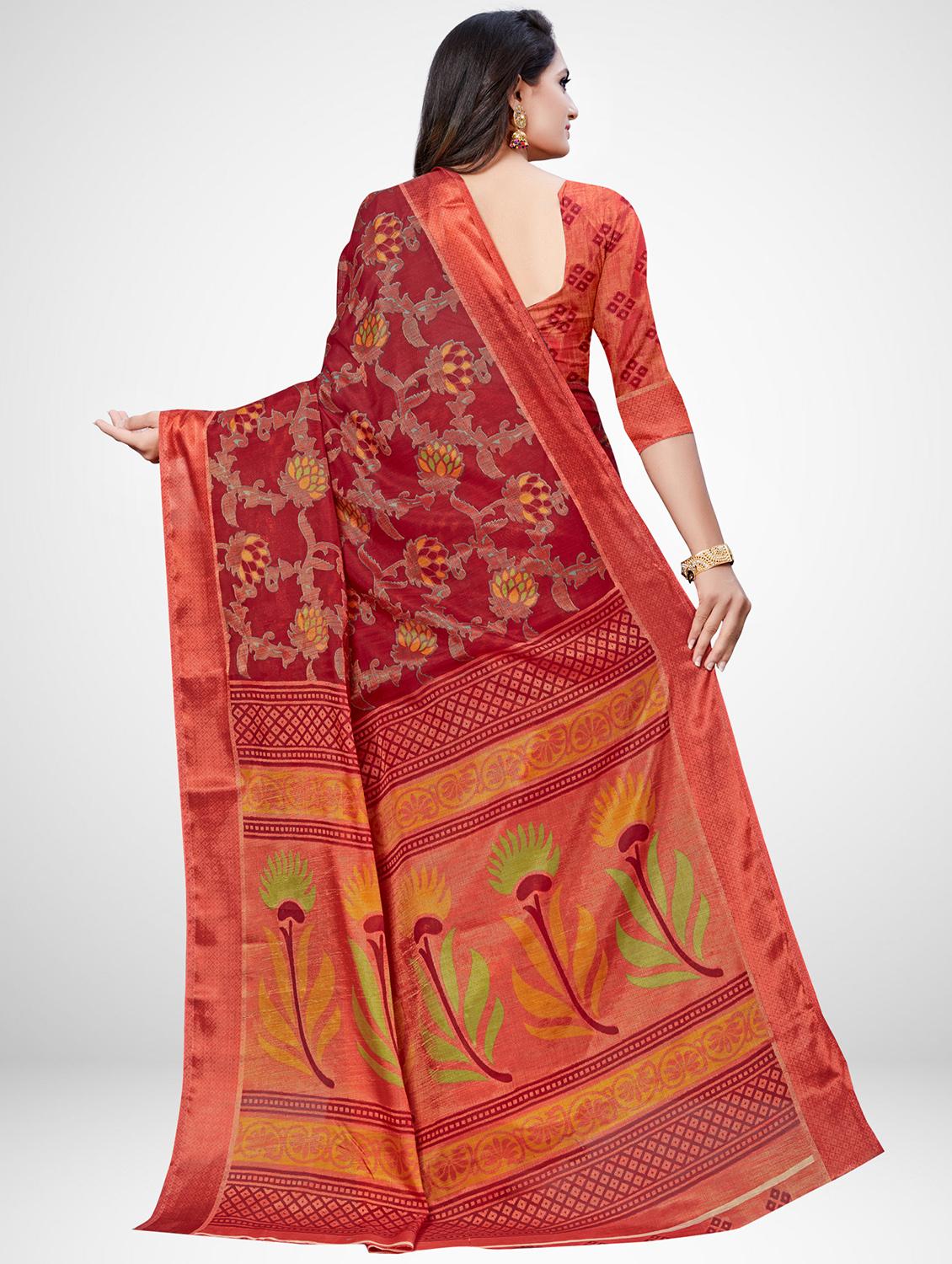 floral printed saree with blouse - 16962877 - Zoom Image - 2