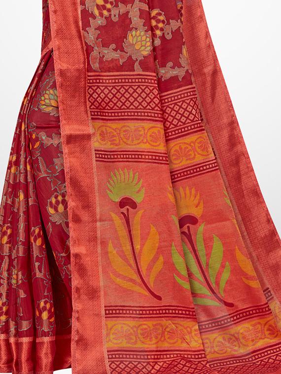 floral printed saree with blouse - 16962877 - Zoom Image - 4