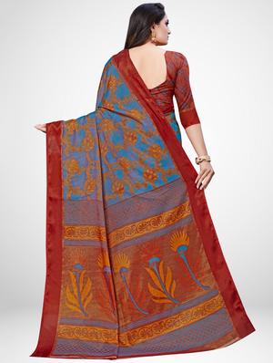 floral printed saree with blouse - 16962878 - Standard Image - 2