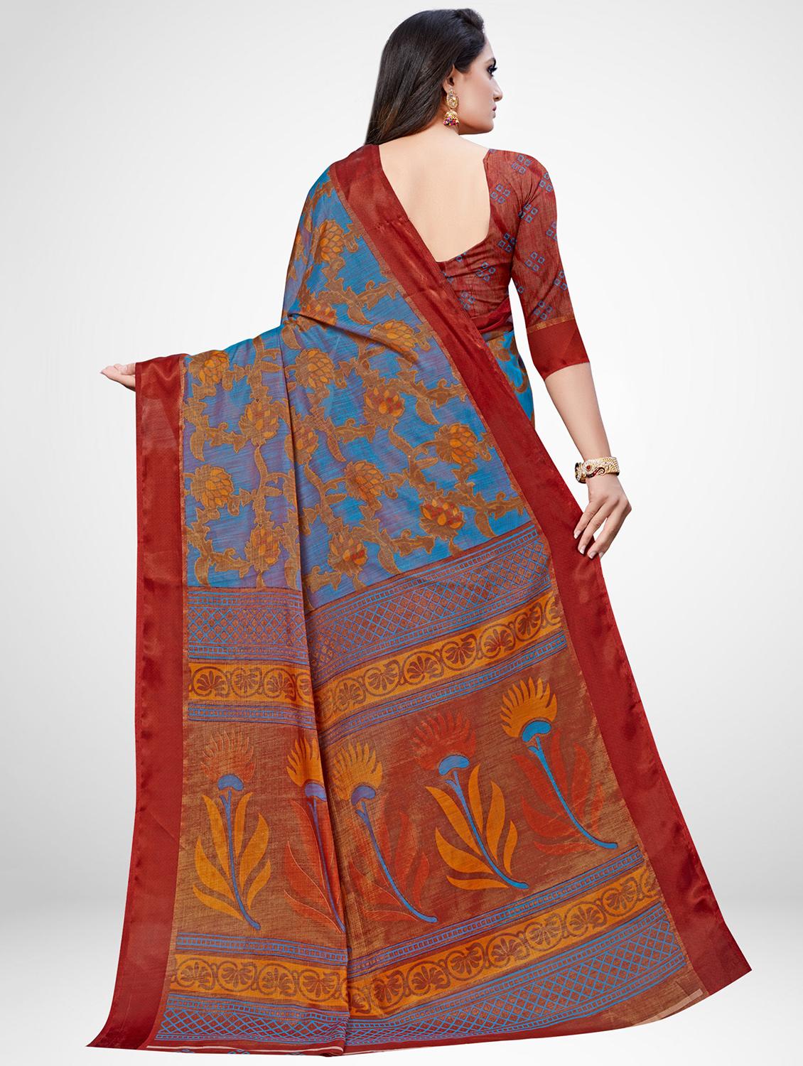 floral printed saree with blouse - 16962878 - Zoom Image - 2