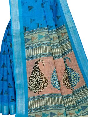 geometrical printed saree with blouse - 16962880 - Standard Image - 4