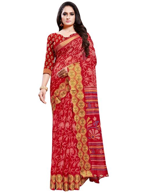 floral printed saree with blouse - 16962883 - Standard Image - 1