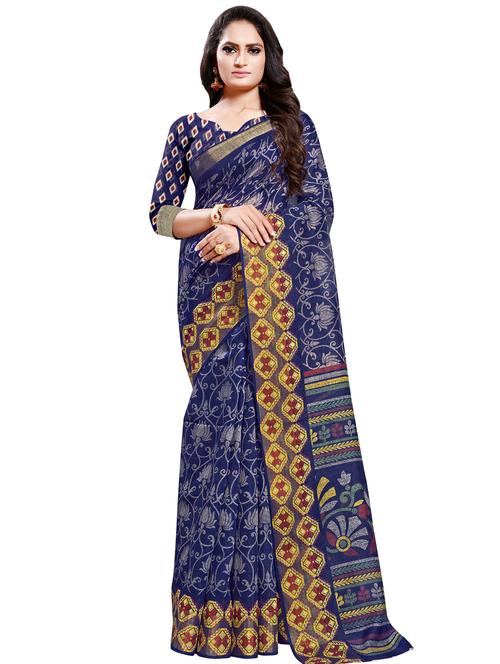floral printed saree with blouse - 16962886 - Standard Image - 1