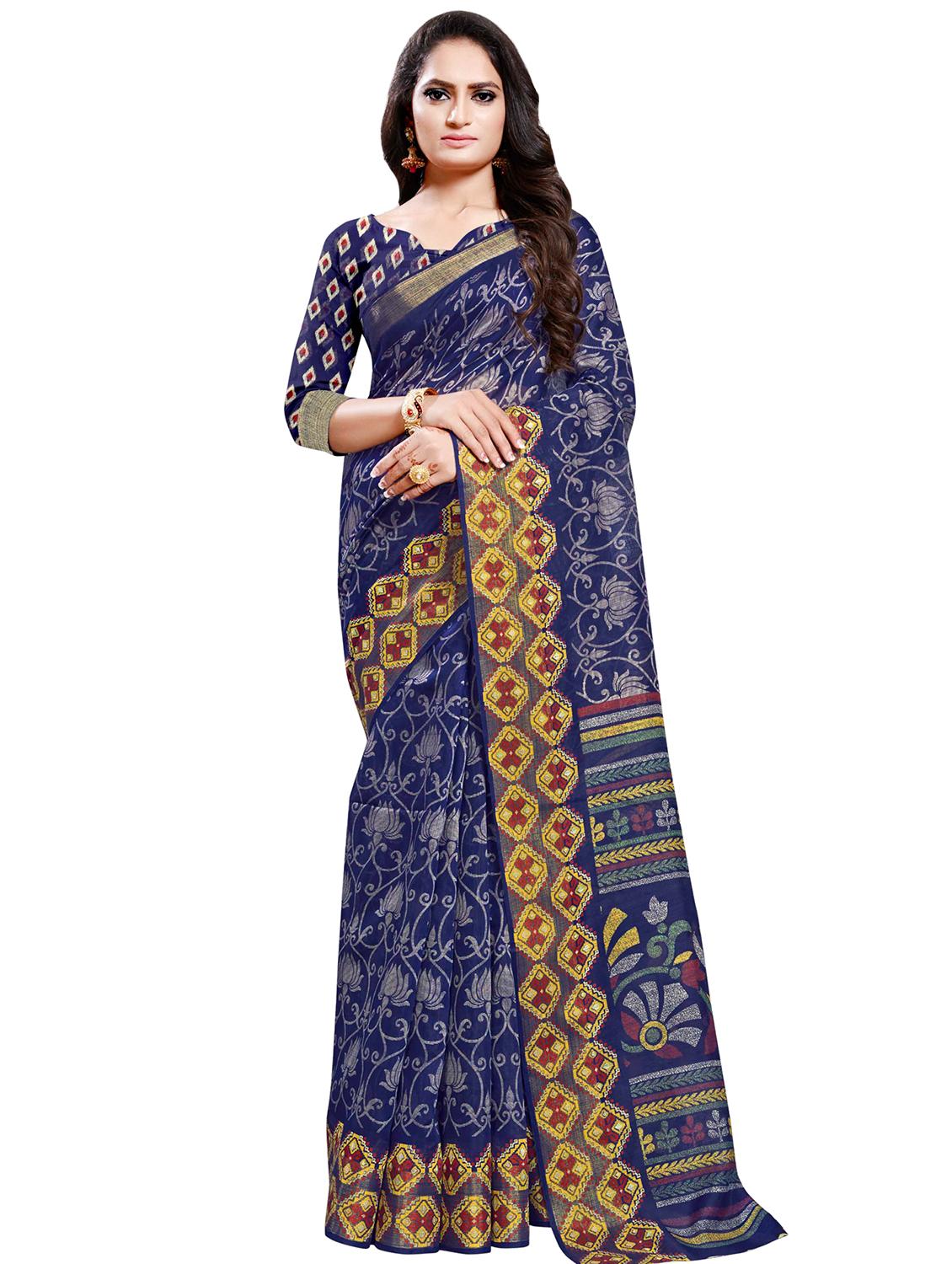 floral printed saree with blouse - 16962886 - Zoom Image - 1