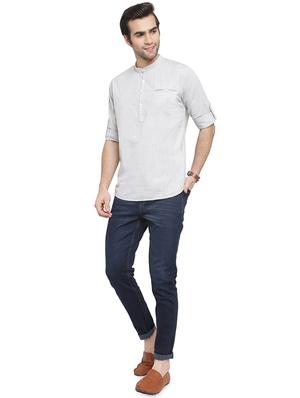 grey solid short kurta - 16963136 - Standard Image - 4