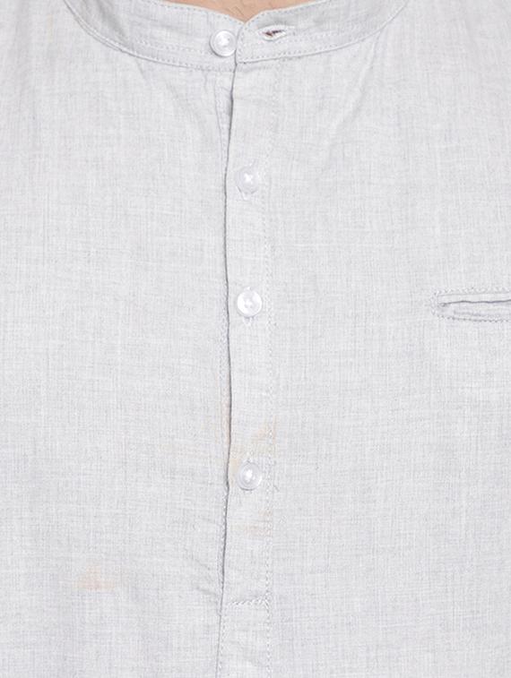 grey solid short kurta - 16963136 - Zoom Image - 5