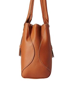 tan leatherette (pu) regular handbag - 16963145 - Standard Image - 4