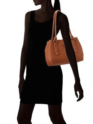 tan leatherette (pu) regular handbag - 16963145 - Standard Image - 6