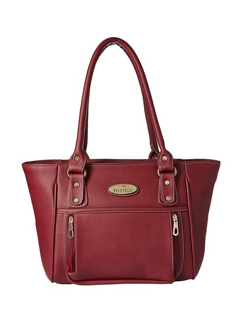 maroon leatherette (pu) regular handbag - 16963178 - Standard Image - 1