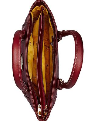 maroon leatherette (pu) regular handbag - 16963178 - Standard Image - 3