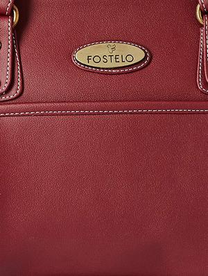 maroon leatherette (pu) regular handbag - 16963178 - Standard Image - 5