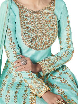 embroidered semi-stitched suit - 16963396 - Standard Image - 2