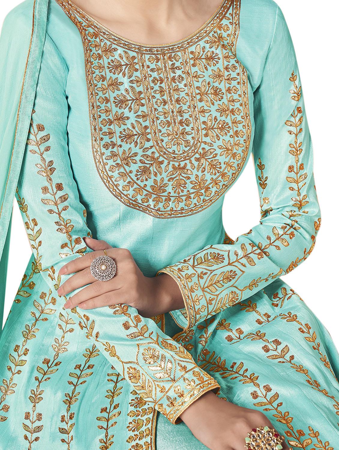 embroidered semi-stitched suit - 16963396 - Zoom Image - 2