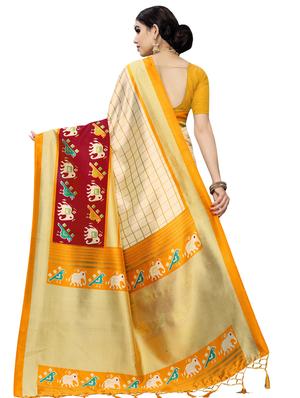 checkered printed saree with blouse - 16963411 - Standard Image - 2