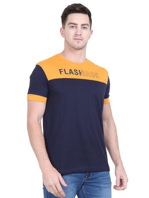 navy blue typographic color block t-shirt - 16963442 - Standard Image - 2