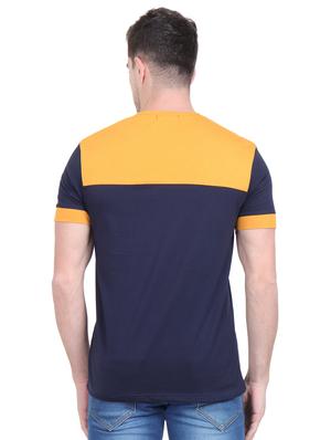 navy blue typographic color block t-shirt - 16963442 - Standard Image - 3