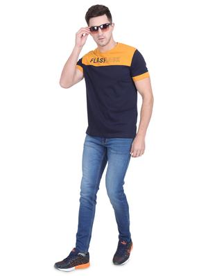 navy blue typographic color block t-shirt - 16963442 - Standard Image - 4
