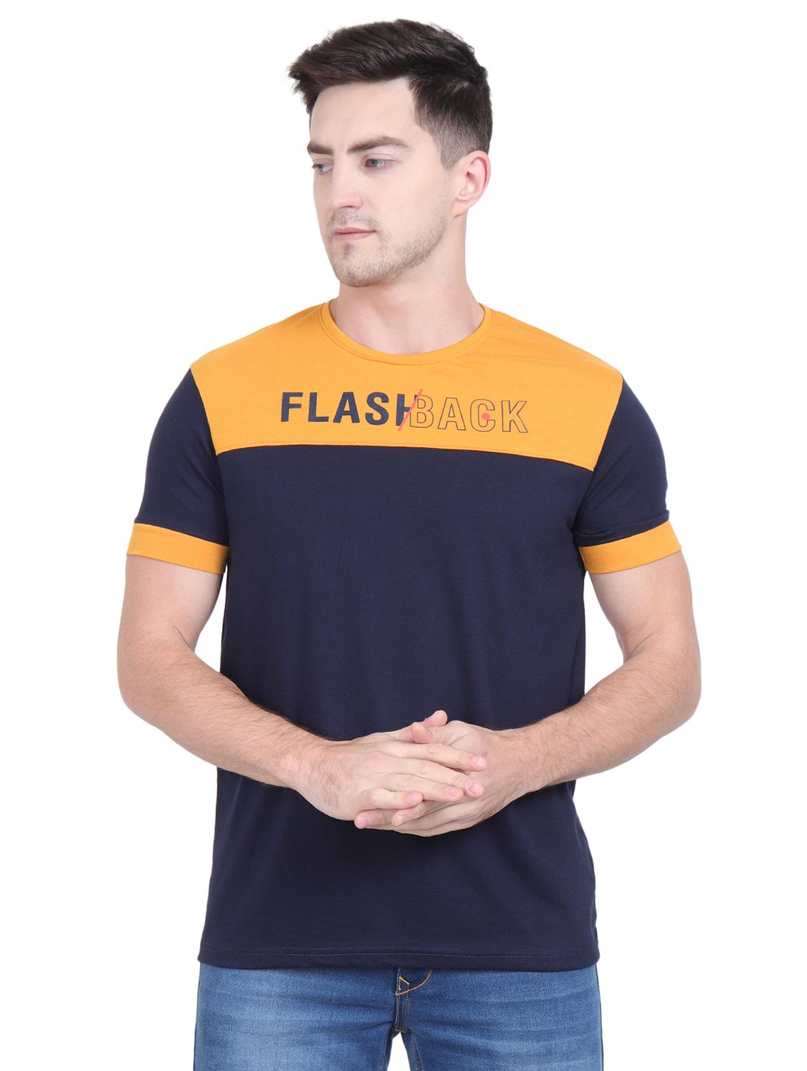 navy blue typographic color block t-shirt - 16963442 - Zoom Image - 1